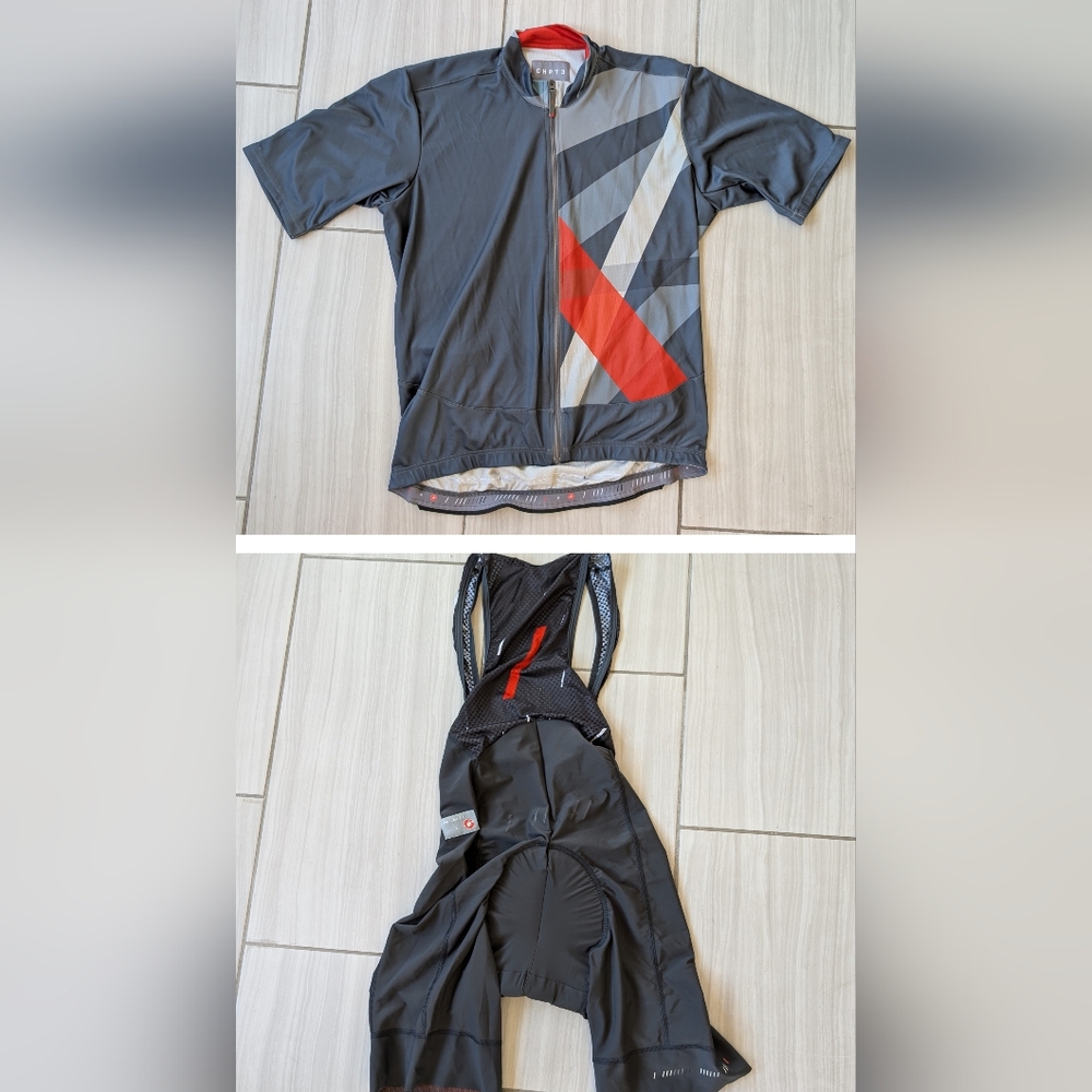 CHPT3 x Castelli Cycling Kit Bib Shorts Jersey Vuelta Bike Pockets Grey Men XXL